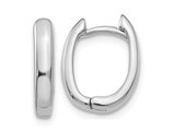 14K White Gold Polished Oval Hoop Earrings (1/2 Inches)